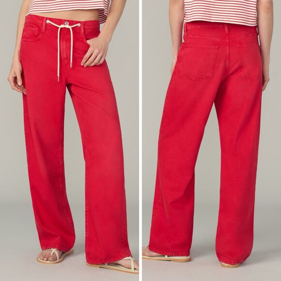 Joe's The Ryan Low Slung Baggy Jeans in Cherry Red Drawstring Waist - Picture 1 of 15